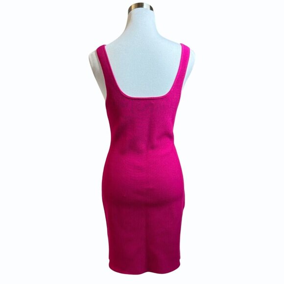 Babaton Aritzia Bodycon Squareneck Tank Dress Womens Size L‎ Pink Legally Blonde - Picture 6 of 11